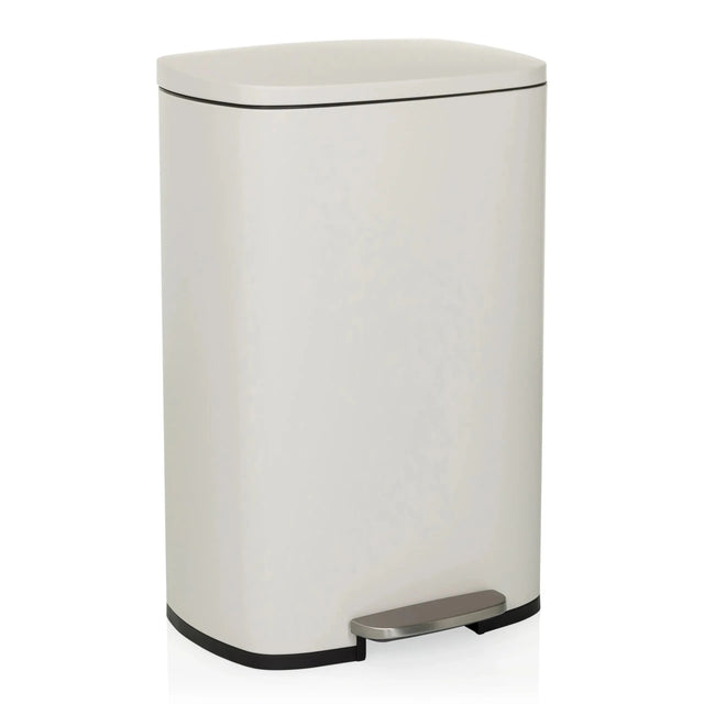 Papelera CLEAN XV beige con pedal y tapa de color plateado de hjh OFFICE