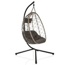 Silla colgante COCOVA con cojín gris, aspecto trenzado y estructura negra de hjh LIVING
