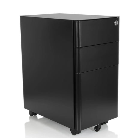 Archivador rodante COLOR I de metal negro con tres cajones y ruedas de hjh OFFICE
