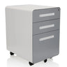 Archivador rodante COLOR PLUS I de metal en blanco y gris con tres cajones y ruedas de hjh OFFICE