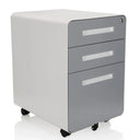 Archivador rodante COLOR PLUS I de metal en blanco y gris con tres cajones y ruedas de hjh OFFICE