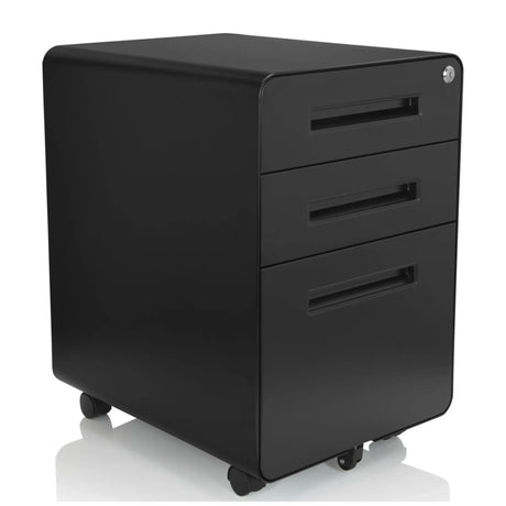 Archivador rodante COLOR PLUS I de metal negro con tres cajones y ruedas de hjh OFFICE