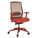 Silla de oficina profesional COLORE roja con respaldo de malla y reposabrazos de hjh OFFICE