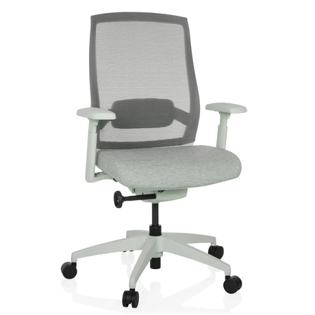 Silla de oficina profesional COLORE en gris frost con respaldo de malla y reposabrazos de hjh OFFICE