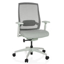 Silla de oficina profesional COLORE en gris frost con respaldo de malla y reposabrazos de hjh OFFICE