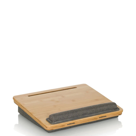 Soporte para portátil COMFILAP III de madera de bambú marrón con reposamuñecas gris de hjh OFFICE