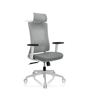 Silla de oficina profesional COMFIO WMH gris con reposacabezas, reposabrazos y base con ruedas de hjh OFFICE