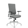 Silla de oficina profesional COMFIO WP con tapizado de tela gris, reposabrazos blancos y base blanca de hjh OFFICE