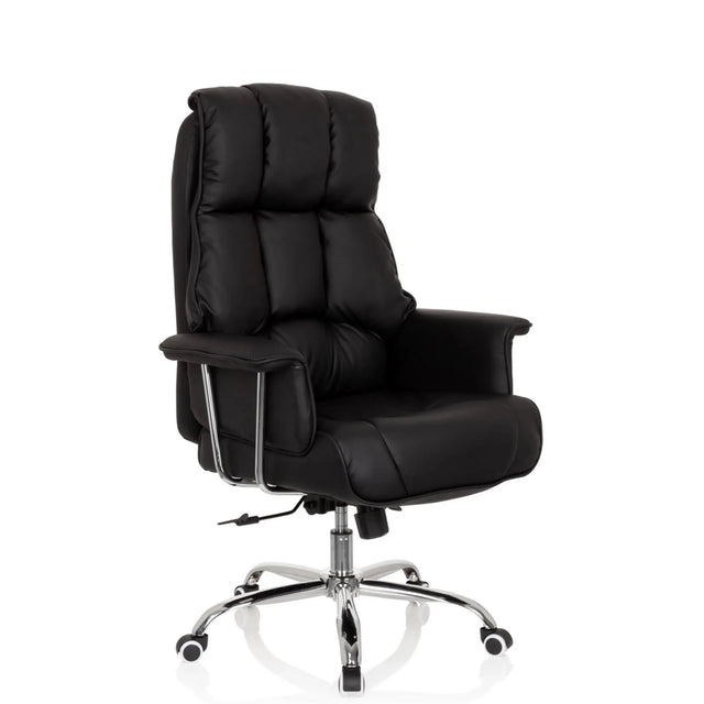 Sillón de oficina profesional COMMANDER negro con tapizado acolchado y base de estrella brillante de hjh OFFICE