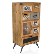 Aparador color madera CONTINENTO S de estilo vintage con diversos cajones y puerta de cristal de hjh LIVING