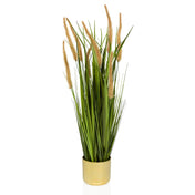 Planta artificial CORTADERIA I en beige y verde con maceta dorada de hjh OFFICE