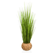 Planta artificial CORTADERIA en verde con maceta exterior tejida de material natural de hjh OFFICE