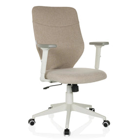 Silla Home Office COSIO II con tapizado de tela beige y estructura blanca de hjh OFFICE