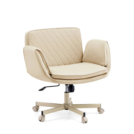 Silla Home Office Criss-Cross 10 en beige con respaldo acolchado y base con ruedas de hjh LIVING