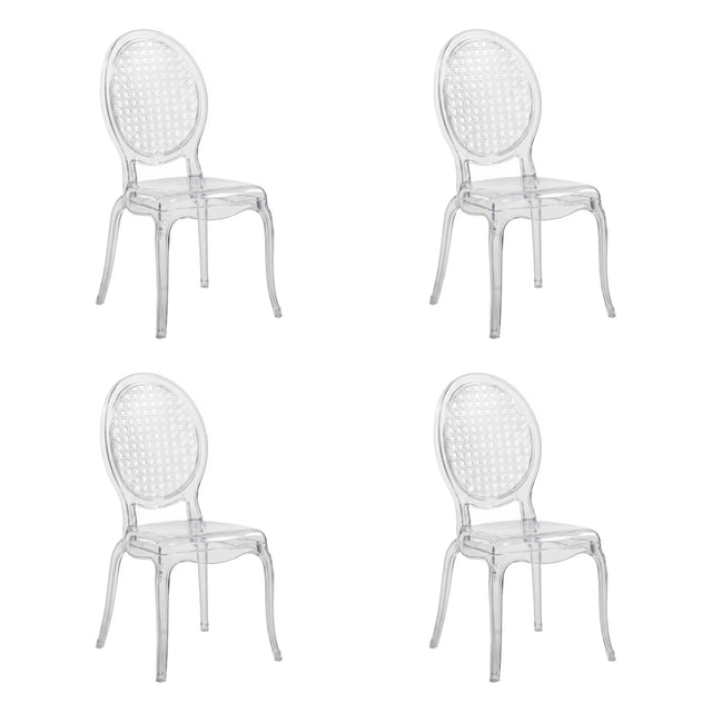 Juego de cuatro sillas de cuatro patas CRISTALIO transparentes de plástico transparente de hjh LIVING