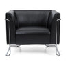 Sillón tapizada negro CURACAO con tapicería de cuero y estructura de metal cromado de hjh OFFICE