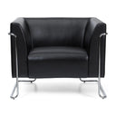 Sillón tapizada negro CURACAO con tapicería de cuero y estructura de metal cromado de hjh OFFICE