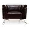 Sillón tapizado marrón CURACAO con superficie lisa y estructura metálica cromada de hjh OFFICE