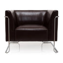 Sillón tapizado marrón CURACAO con superficie lisa y estructura metálica cromada de hjh OFFICE