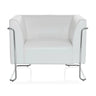 Sillón tapizado blanco CURACAO con estructura de cromo brillante de hjh OFFICE