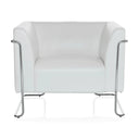Sillón tapizado blanco CURACAO con estructura de cromo brillante de hjh OFFICE