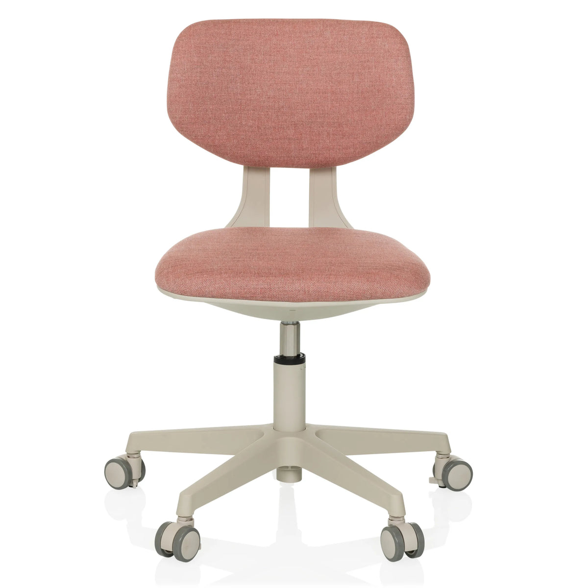 Silla giratoria para niños KIDDY CLASSIC rosa con asiento acolchado y base de cinco ruedas de hjh OFFICE – vista de 360° (vista frontal 0°)
