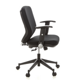 Silla de oficina profesional TRAFFIC 20 negra con reposabrazos y base de cinco ruedas de hjh OFFICE – vista de 360° (vista lateral 80°)