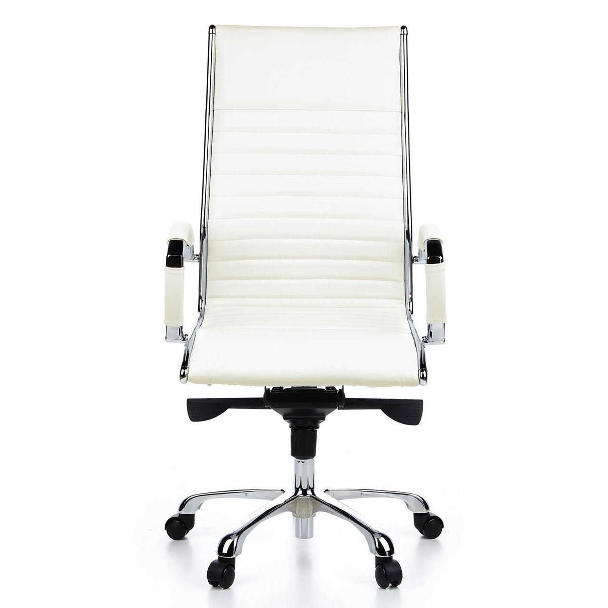 Sillón de oficina profesional PARMA 20 en color crema con costura transversal y base de cinco ruedas de hjh OFFICE – vista de 360° (vista frontal 0°)