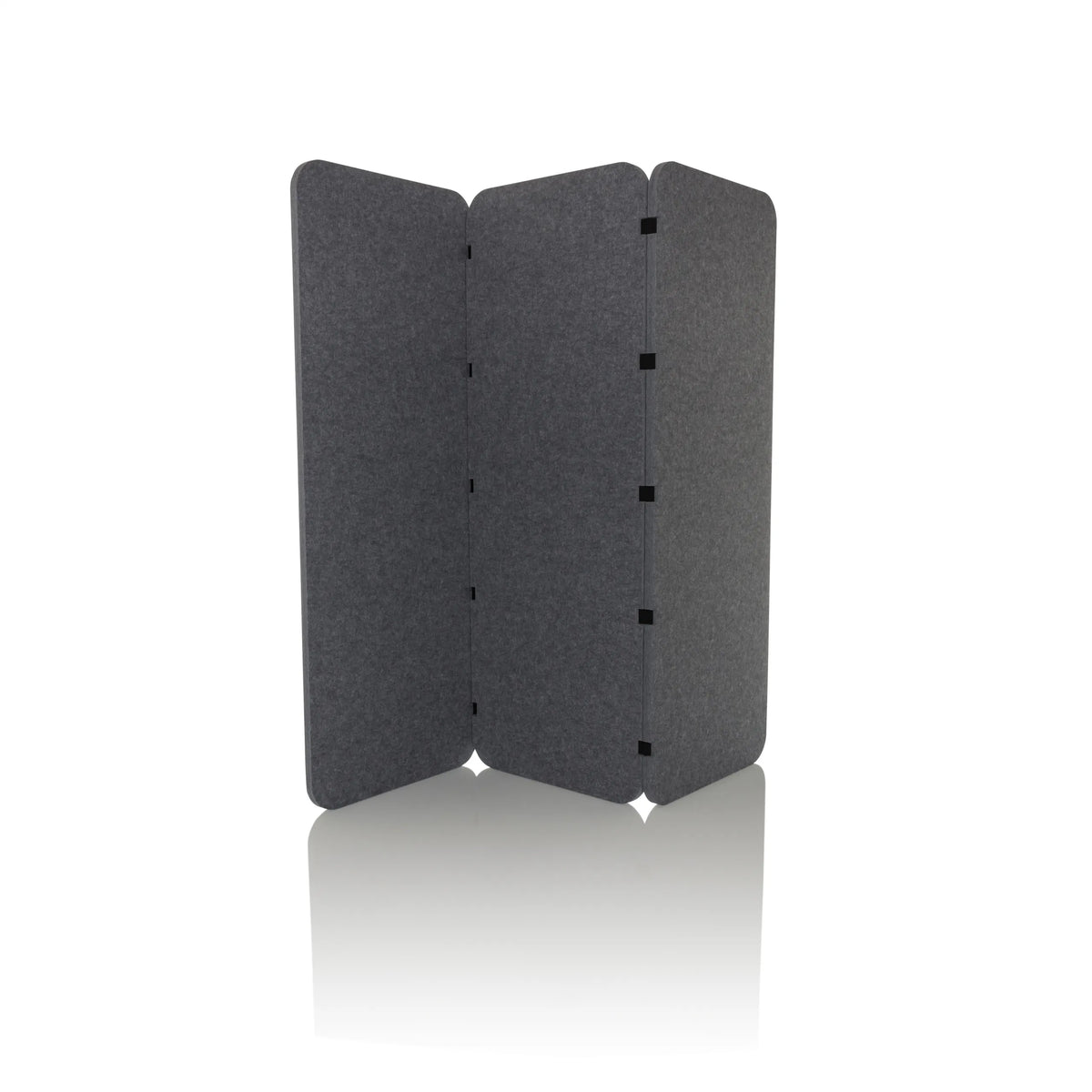 Separador FLEXMIUT EL de fieltro gris con tres elementos plegables de hjh OFFICE – vista de 360° (vista frontal 0°)