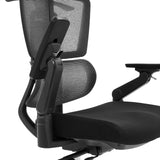Reposabrazos ajustable de la silla de oficina profesional Ergo U2 Flex3 con respaldo de malla y funda de tela negra de hjh OFFICE