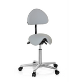 taburete de silla de montar TOP WORK 20 gris con respaldo y base de cinco ruedas de hjh OFFICE – vista de 360° (vista frontal 20°)