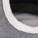 Cubierta de tela gris y borde de felpa blanco y suave de la cueva para gatos PAWY R de hjh LIVING