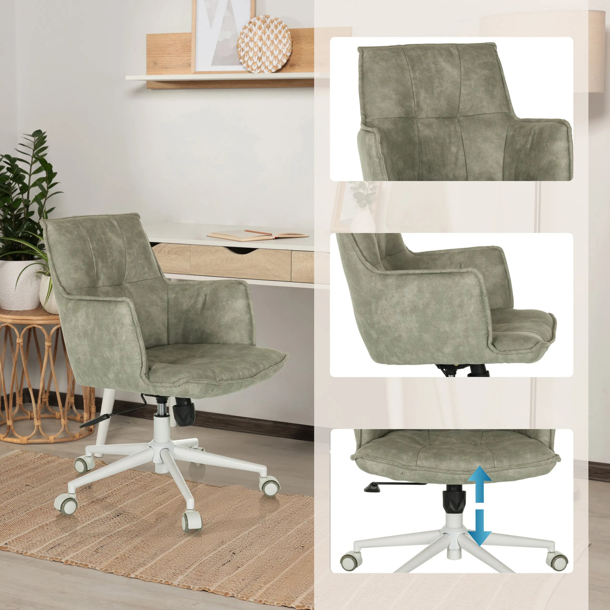 Silla Home Office SOLAO LIFE W gris con acolchado y base regulable en altura de hjh LIVING