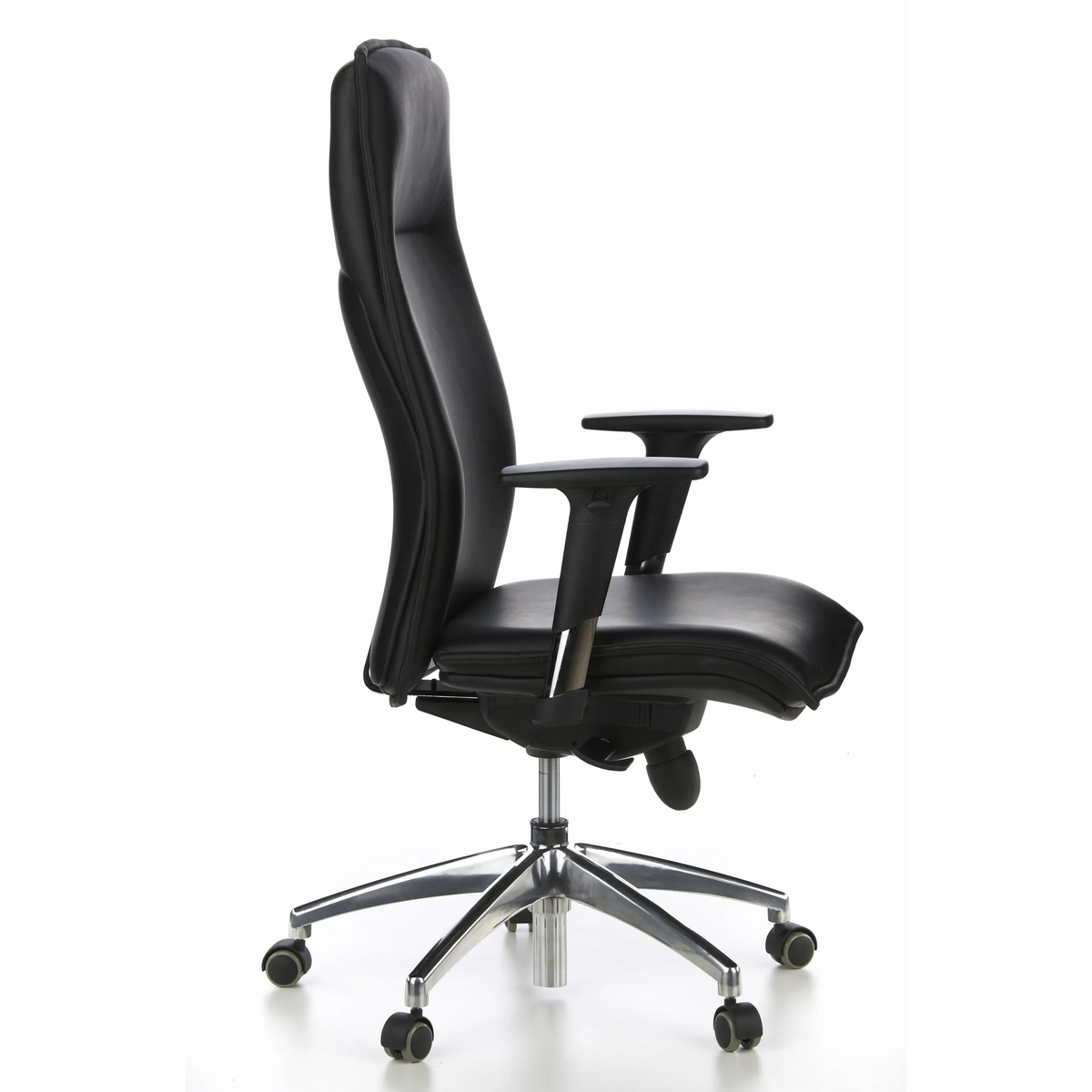 Sillón de alta gama MURANO 20 negro con reposabrazos y base de cinco ruedas de hjh OFFICE – vista de 360° (vista lateral 80°)