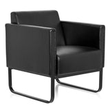 Sillón tapizado negro BALI BLACK con reposabrazos y estructura de hjh OFFICE – vista de 360° (vista frontal en diagonal 40°)