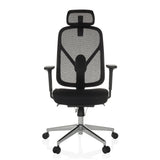 Silla de oficina profesional RALOO PRO negra con respaldo de malla y base de cinco ruedas de hjh OFFICE – vista de 360° (vista frontal 0°)