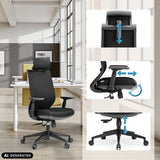 Reposacabezas, reposabrazos y altura del asiento ajustables de la silla de oficina profesional Profondo F de hjh OFFICE (imagen generada por IA)