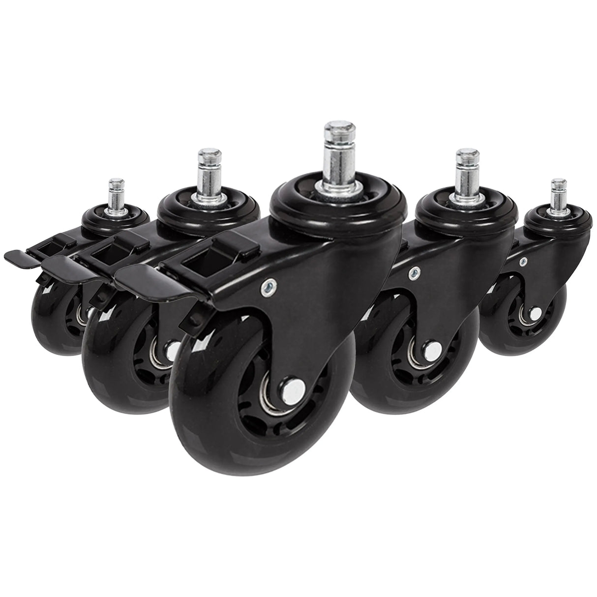 5x ROLO SKATE S 11mm/75mm con frendo de estacionamiento | Suelos duros - Ruedas para sillas 