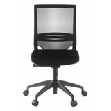 Silla de oficina profesional PORTO ECO negra con respaldo de malla y base de cinco ruedas de hjh OFFICE – vista de 360° (vista frontal 0°)