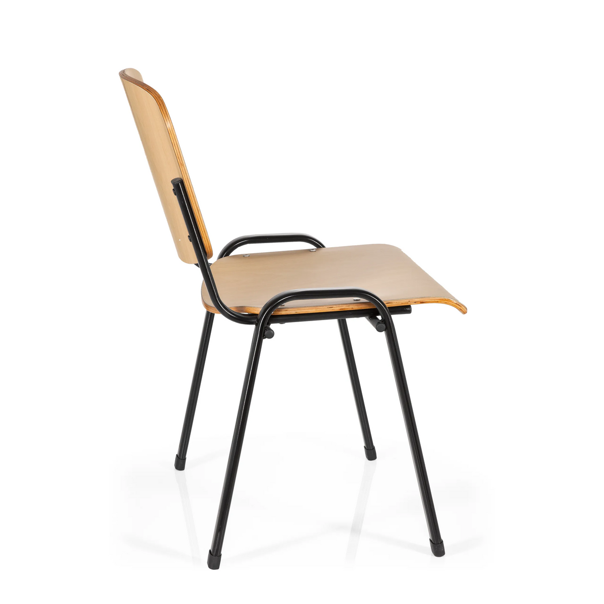 Silla de cuatro patas XT 600 SW H con asiento y respaldo de haya y estructura negra de hjh OFFICE – vista de 360° (vista lateral 100°)