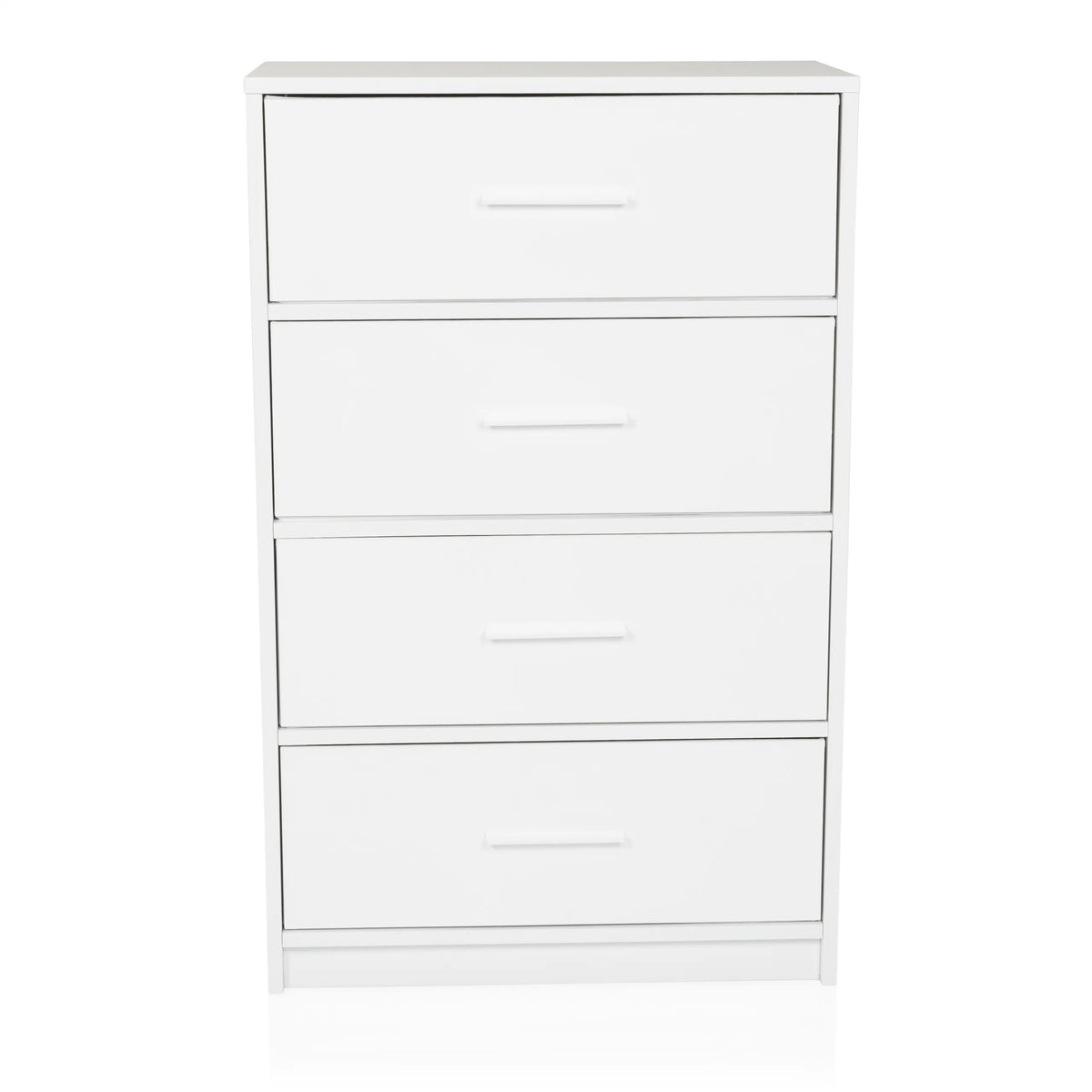 Cómoda blanca ESTORIA con cuatro cajones y tiradores sencillos de hjh LIVING – vista de 360° (vista frontal 15°)