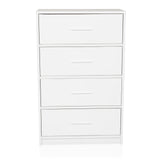 Cómoda blanca ESTORIA con cuatro cajones y tiradores sencillos de hjh LIVING – vista de 360° (vista frontal 15°)