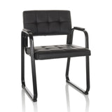 Silla de confidente negra ZANTA B PU con tapicería acolchada y reposabrazos de hjh OFFICE – vista de 360° (vista frontal 15°)