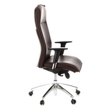 Sillón de alta gama MURANO 20 marrón oscuro con reposabrazos y base de cinco ruedas de hjh OFFICE – vista de 360° (vista lateral 80°)