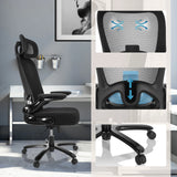 Silla giratoria XXL INSTRUCTOR SW I PRO en negro con respaldo de malla, soporte lumbar ajustable y ruedas de hjh OFFICE
