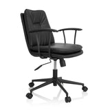 Silla Home Office SMALLO negra con acolchado y base de cinco ruedas de hjh OFFICE – vista de 360° (vista frontal en diagonal 60°)