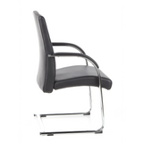 Silla de viga voladiza BAROLO V negra con reposabrazos y estructura de patín cromada de hjh OFFICE – vista de 360° (vista lateral 100°)