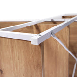 Conexión del marco de metal blanco y el tablero de madera de roble del escritorio Easy Up3 de hjh LIVING