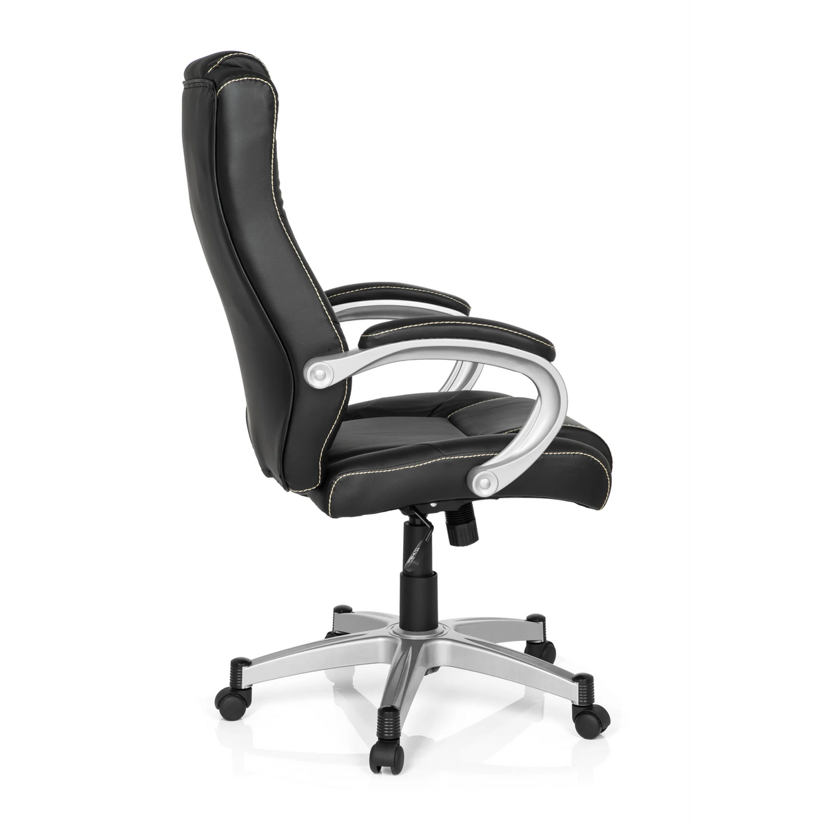 Silla gaming RELAX CL180 negra con acolchado y base de cinco ruedas de MyBuero – vista de 360° (vista lateral 100°)