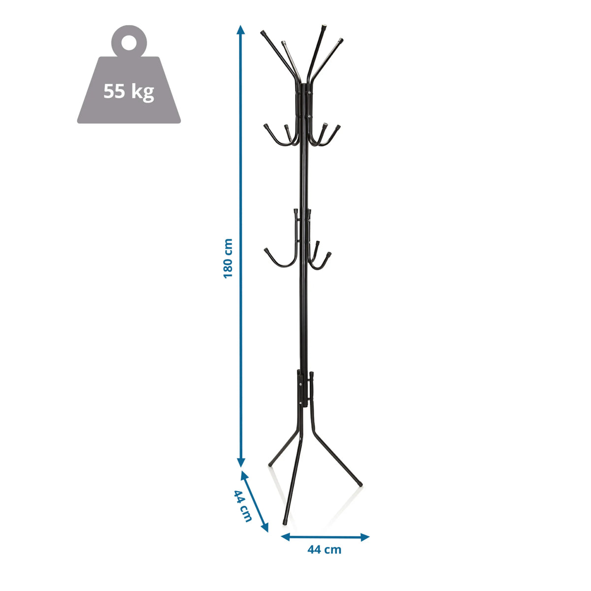 Plano dimensional del Perchero SPACE IV con una altura de 180 cm de hjh OFFICE
